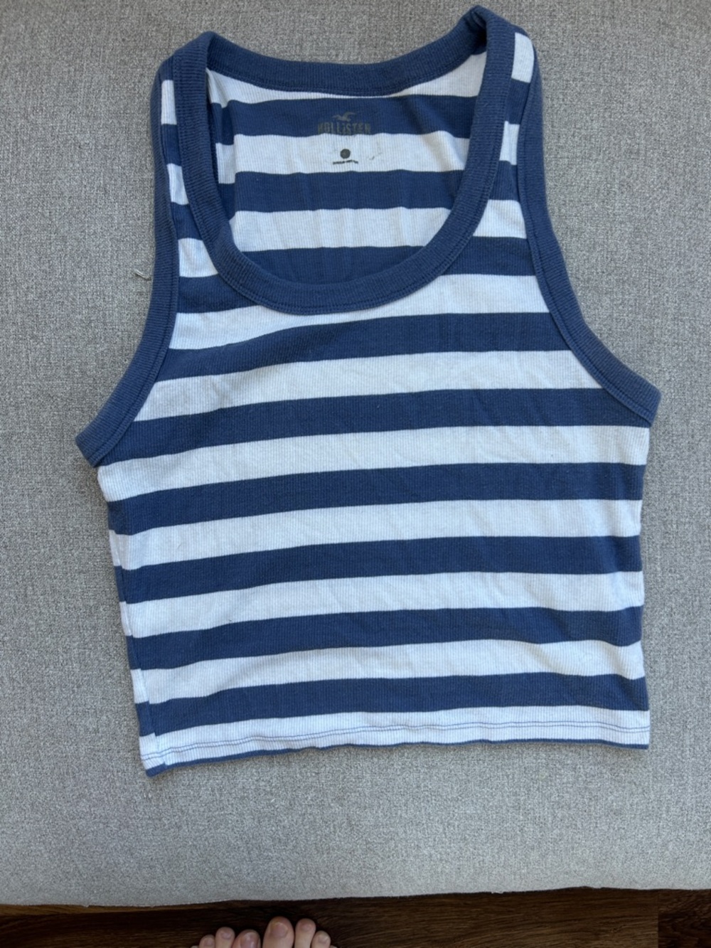 Hollister Dusty Blue & White Striped Ribbed Tank